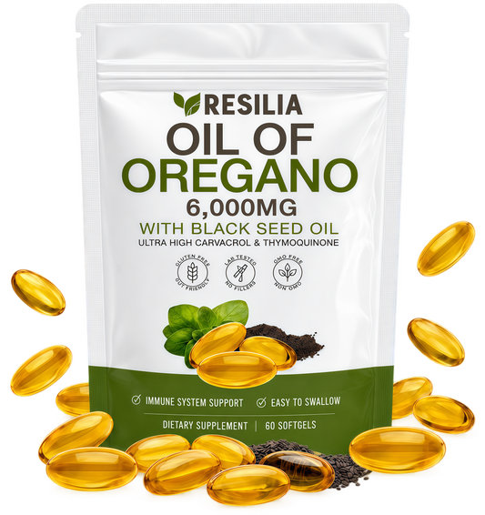 Resilia Oil Of Oregano Softgels with Black Seed Oil - 60 Softgels | Non-GMO, Gluten-Free and Soy-Free